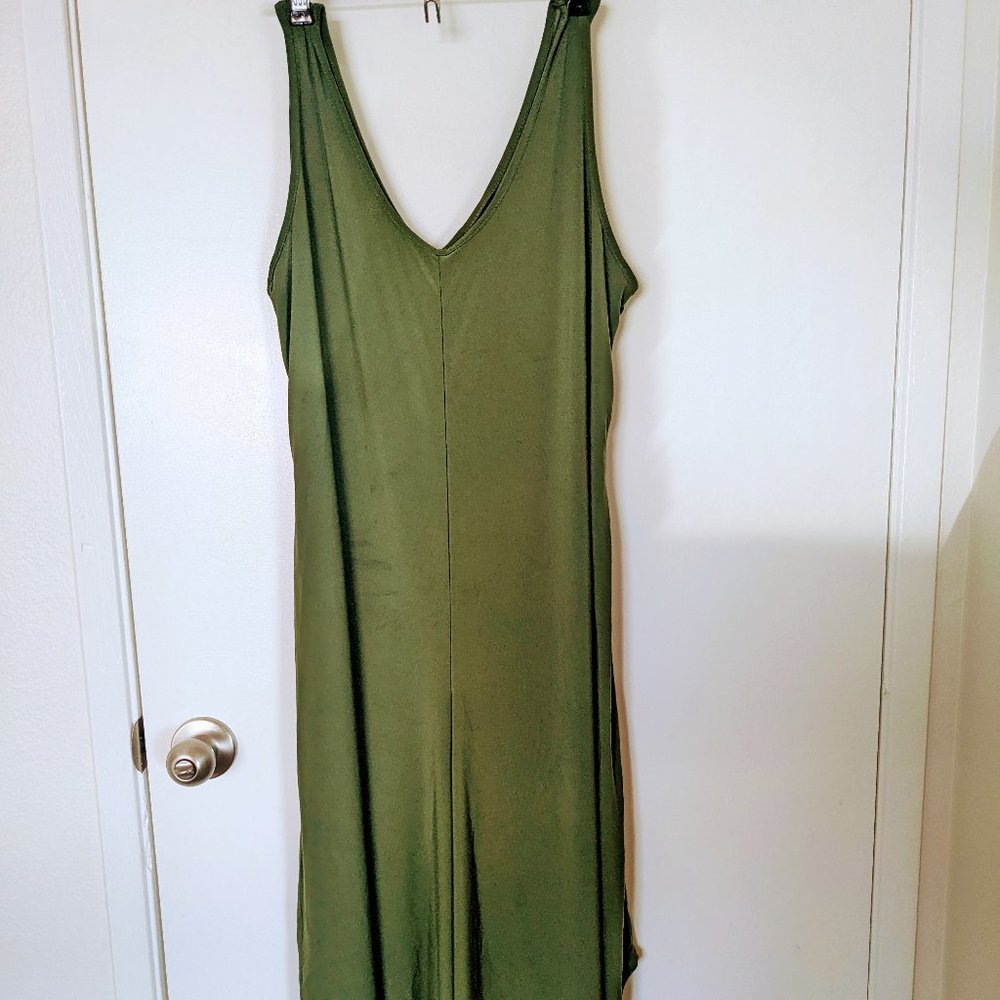olive green flowy harem jumpsuit